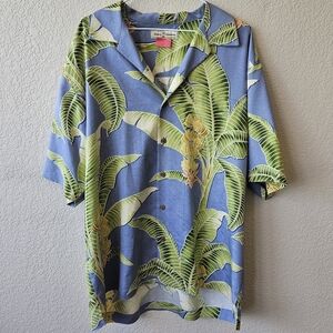 Tommy Bahama Blue Hawaiian Palm Leaf Camp Shirt